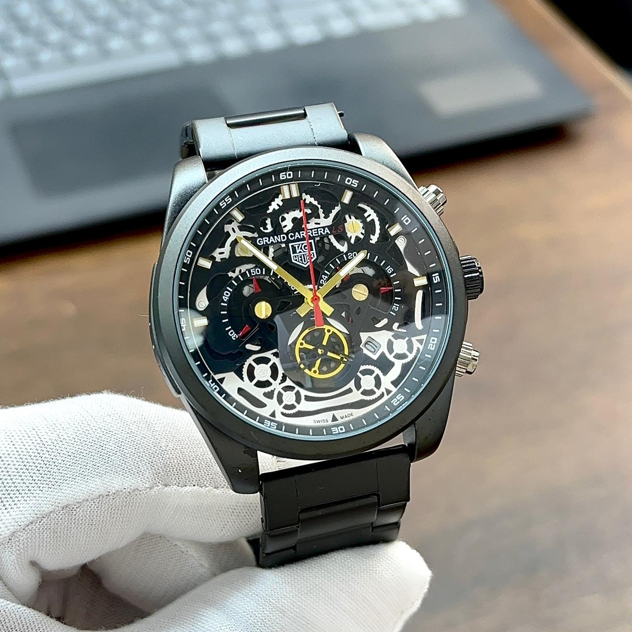 TAG Heuer Grand Carrera Chronograph Skeleton Watch - Black Steel Edition